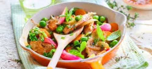 Escalopes de veau au balsamique et  légumes printaniers