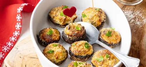 Champignons farcis aux poireaux et Boursin