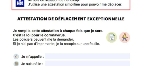 Coronavirus : une attestation de déplacement pour les personnes...
