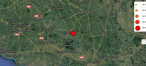 Séisme de magnitude 4.8, cette nuit, à l’Est des Deux-Sèvres