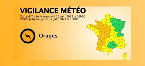 Vigilance orange orages dans une moitié centre-ouest de la France