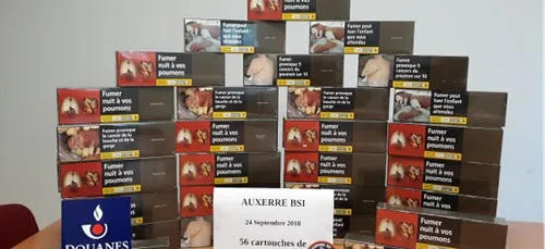 56 cartouches de cigarettes saisies par la douane de Dijon