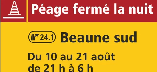 A6 – Beaune fermeture nocturne du péage du 10 au 21 août