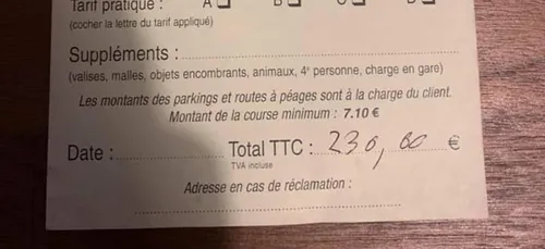 Un taxi facture 230 euros une course entre Roissy et Paris (photos)