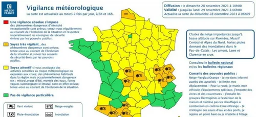 11 départements en vigilance orange pour risque de neige-verglas et...