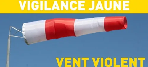 Une alerte jaune émise par MétéoFrance signalant des vents violents...