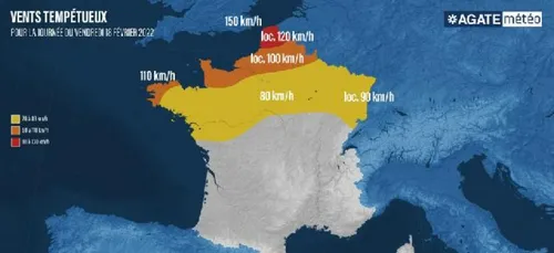 Nouvelle tempête ce vendredi avec des rafales jusqu'à 150 km/h sur...