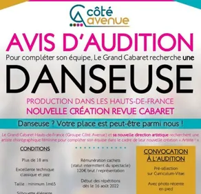 Le Grand-Cabaret Hauts de France recherche une danseuse