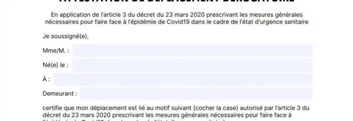 Voici la nouvelle attestation de déplacement disponible ici ce samedi