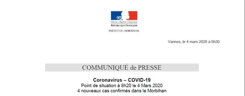 Coronavirus : 4 nouveaux cas confirmés dans le Morbihan