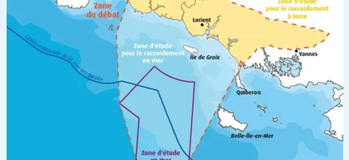 Projet d'éoliennes flottantes en Bretagne sud.