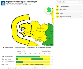 Météo. Trois départements bretons placés en vigilance jaune par...