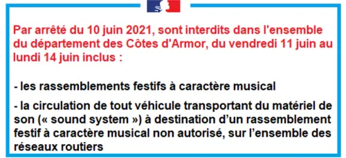 Rassemblements festifs interdits en Côtes d'Armor