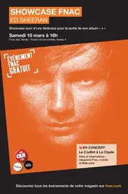 Ed Sheeran en showcase à la Fnac le 10 mars