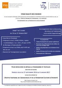 Obtenez un stage à l'INA avec l'opération égalité des chances