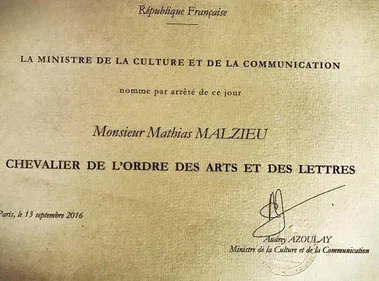 Mathias Malzieu (Dionysos) nommé Chevalier des Arts et des Lettres