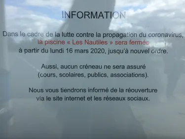 La pisicine Les nautiles fermée à partir du 16 mars