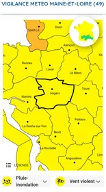Viglance jaune vents violents et risques d'inondations