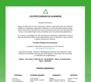 Création des « États d'Urgence de la Jeunesse »