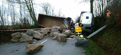 Accident de poids-lourd entre Vire et Gathemo