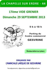 17ème vide grenier Amicale Laïque Gesvrine - La Chapelle sur Erdre