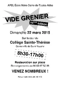 15e vide-grenier de l'APEL École Notre-Dame-de-Toutes-Aides