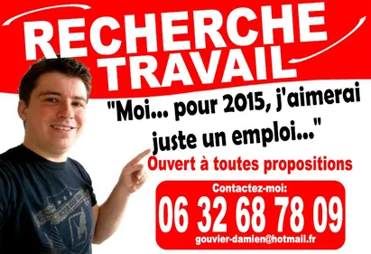 Pour trouver un travail, Damien s'affiche partout !