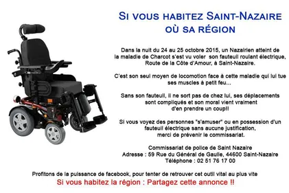 Saint-Nazaire : un fauteuil électrique volé dans la nuit de samedi...