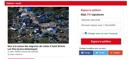 Une pétition en ligne contre l'arrivée de migrants de Calais à...