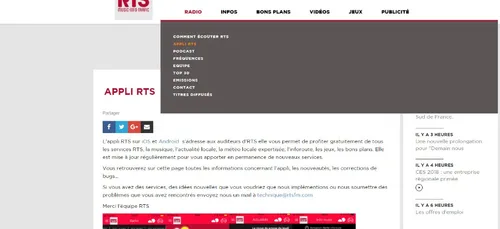 Possesseurs de l'appli RTS une nouvelle page pour vous