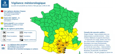 Alerte Météo, vigilance sur nos départements