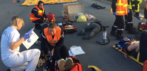 Le Piquet : simulation d'accident sur l'autoroute