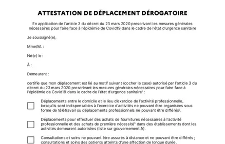 Coronavirus : voici la nouvelle attestation de déplacement qu'il...