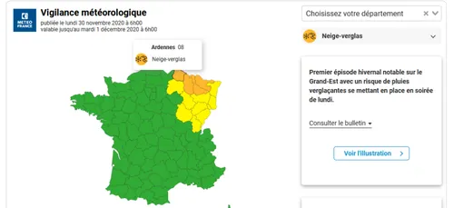 Les Ardennes en vigilance orange neige-verglas