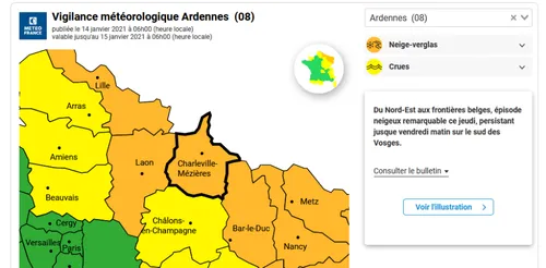 Les Ardennes en vigilance orange neige-verglas