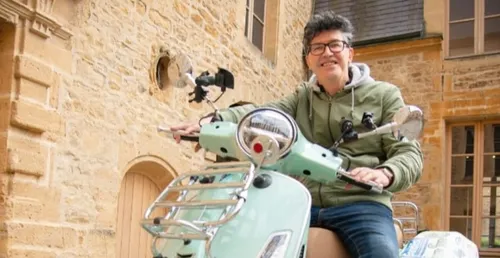 Denis Perrette et son tour du Grand Est en Vespa