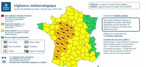 17 départements de l’ouest en alerte orange aux orages