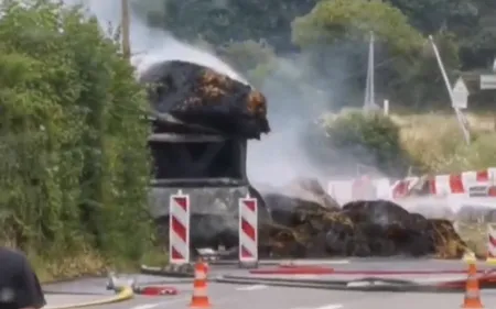 Coupure de la N12 après un feu de poids-lourd