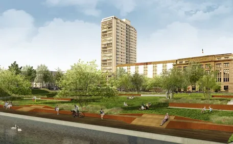 Gros chantier nature devant la gare de Mulhouse