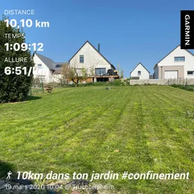 Confinement : un Alsacien court 10 km dans son jardin