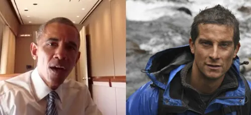 Barack Obama et Bear Grylls (de Man vs Wild) dans une émission de...