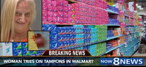 Arrêtée pour avoir essayé des tampons dans un magasin !