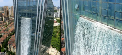 Chine : toujours plus fou, découvrez désormais l'immeuble-chute d'eau