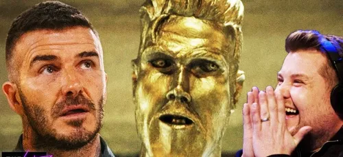 James Corden piège David Beckham avec une fausse statue de lui (Vidéo)