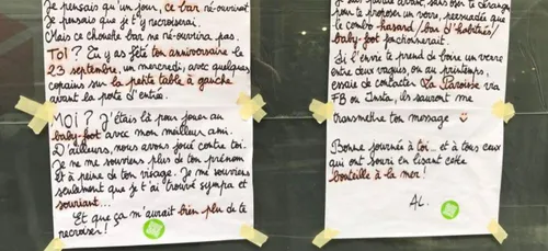 Elle placarde un joli mot sur la devanture d’un bar dans l'espoir...
