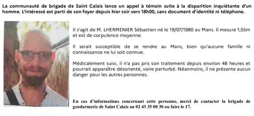 Disparition inquiétante : les gendarmes de la Sarthe lancent un...
