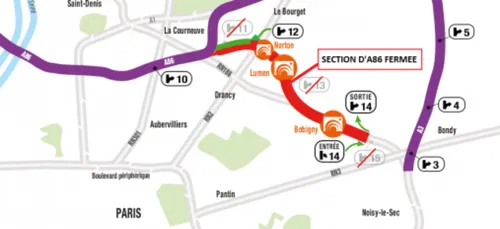 L’A86 en partie fermée en Seine-Saint-Denis