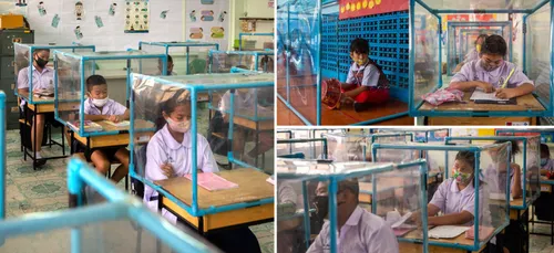 Coronavirus : des élèves placés dans…des boîtes en plastique (photos)