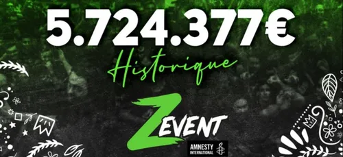Record pour le Z Event, 5,7 millions d’euros récoltés pour Amnesty...