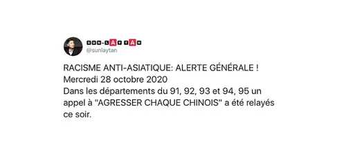 Covid-19 : un appel à s’en prendre à des « chinois » en région...